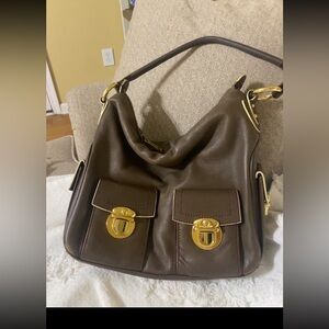 Marc Jacobs Chocolate Brown Hobo Bag with Gold Hardware